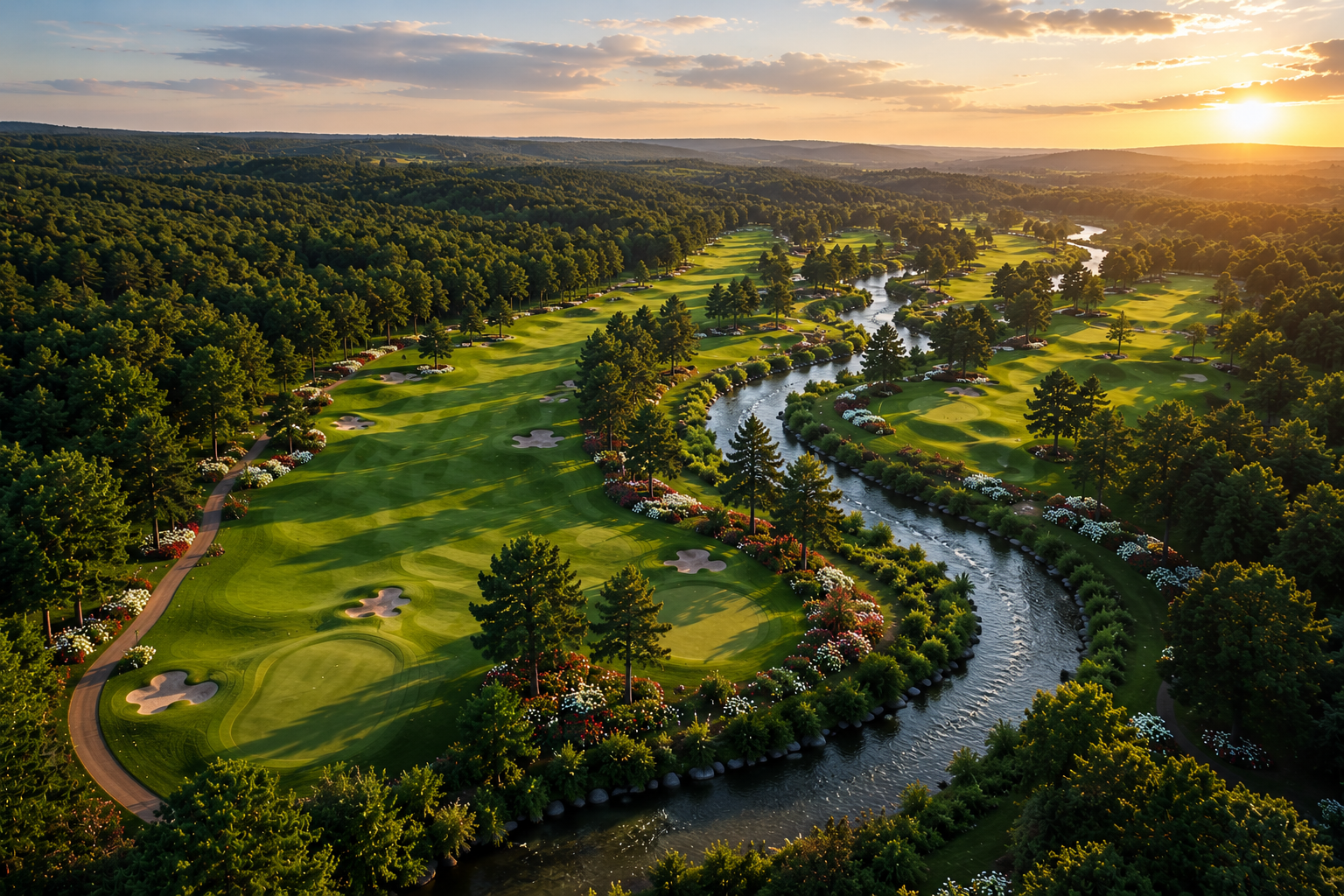 Image cinématographique générée par IA — paysage onirique au coucher du soleil