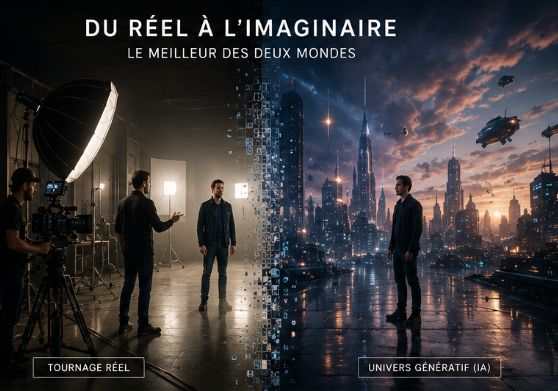 Du réel à l'imaginaire : plateau de tournage se transformant en univers génératif