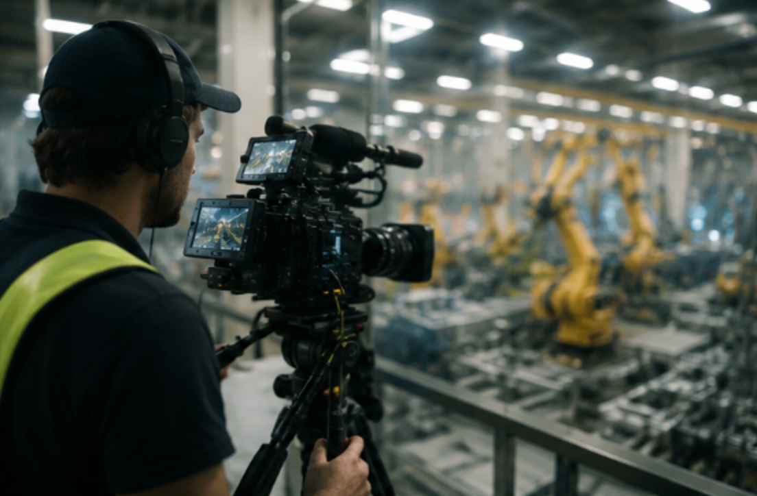 Tournage de reportage d'entreprise dans une usine