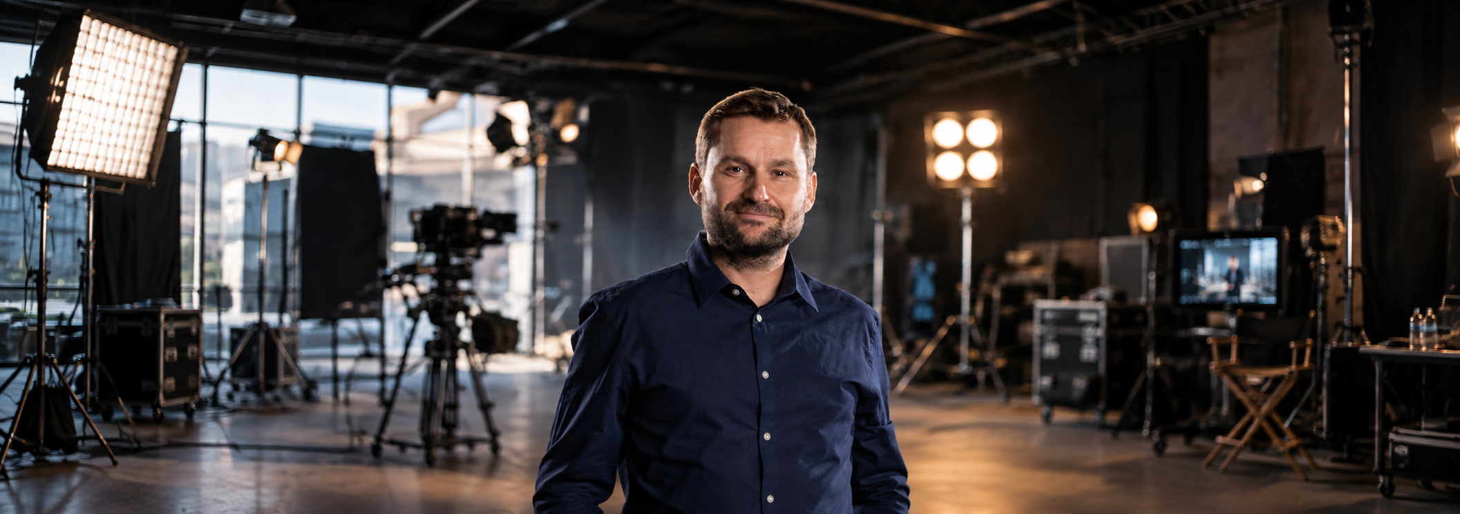 Charles Fortin, fondateur et producteur d'ORYGEN FILMS, sur un plateau de tournage