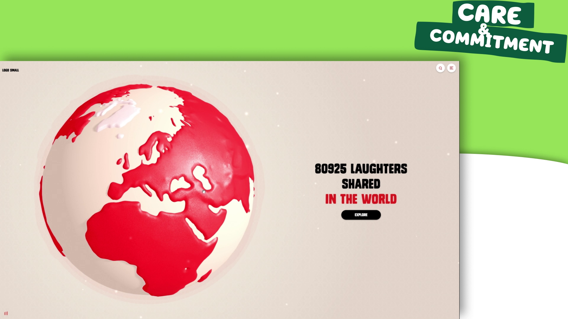 Globe 3D animé La Vache qui rit — laughters shared in the world